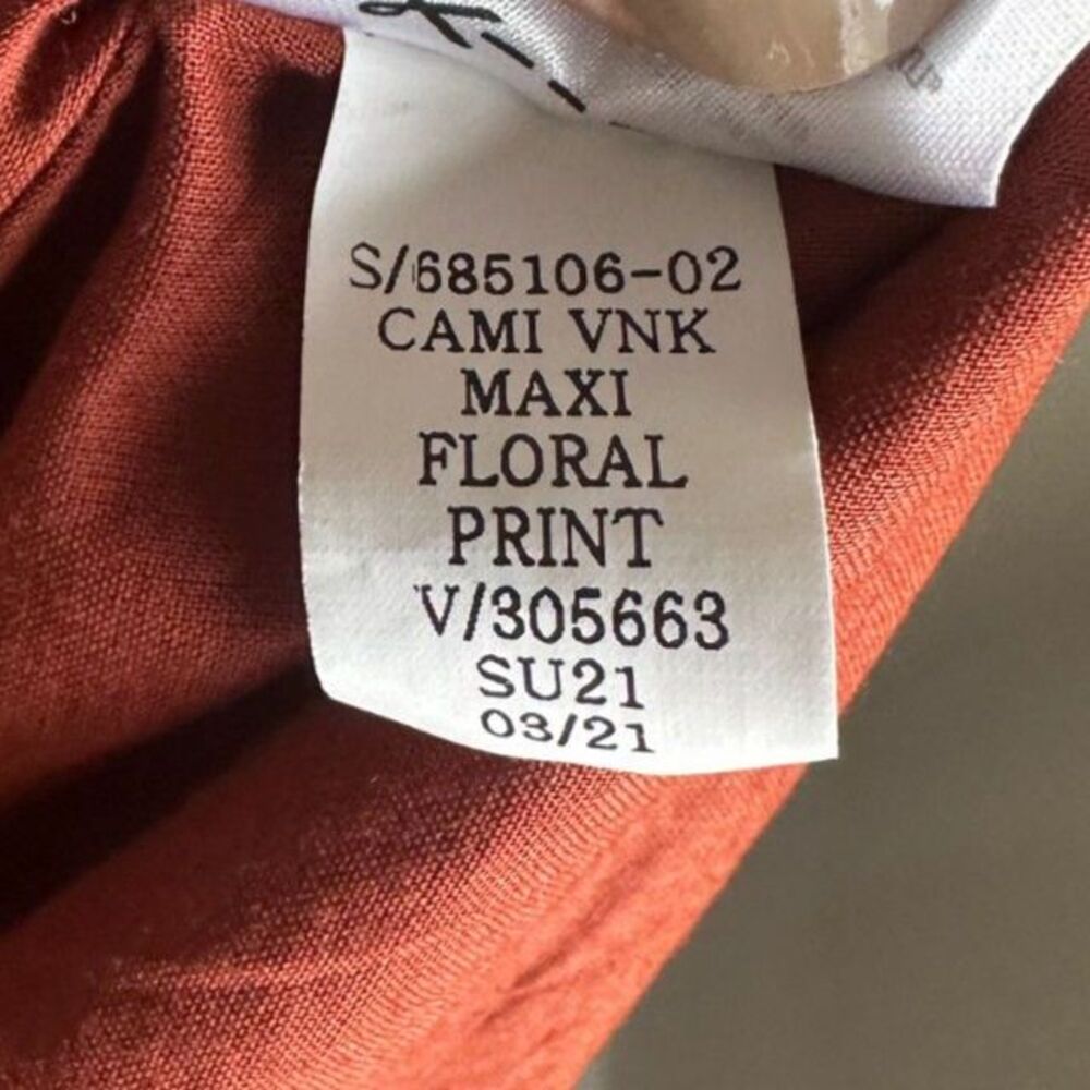 GAP | Strappy Cami Maxi Floral Print Tiered Maxi Dress in Rust Brown Size 2 - Picture 9 of 9